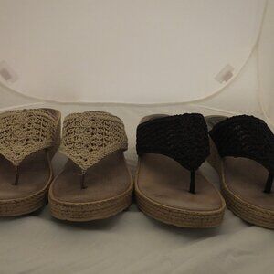 2 pair SBICCA  Woven Sandals One Tan One Black Sz 5